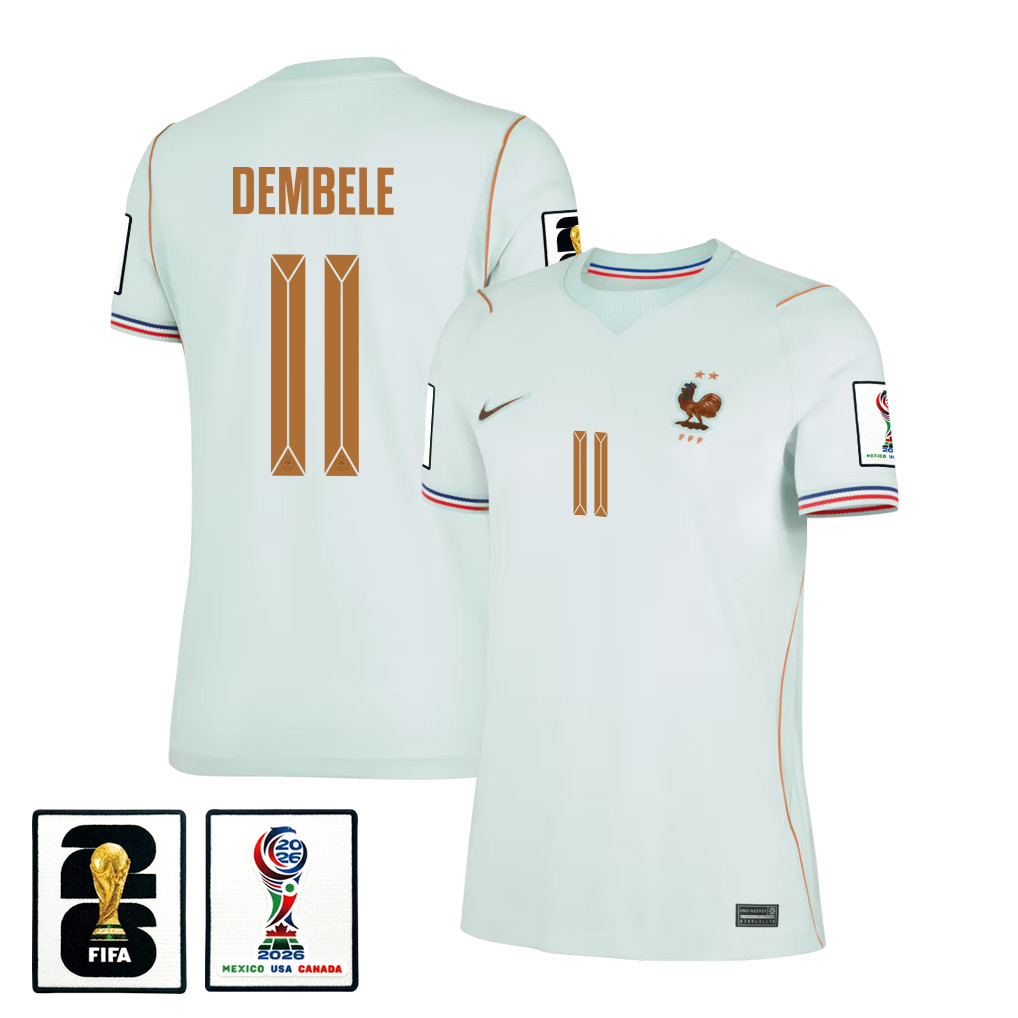 Ousmane Dembélé 11 France National Team 2026 Women’s Away Jersey – Green – Jersey Teams