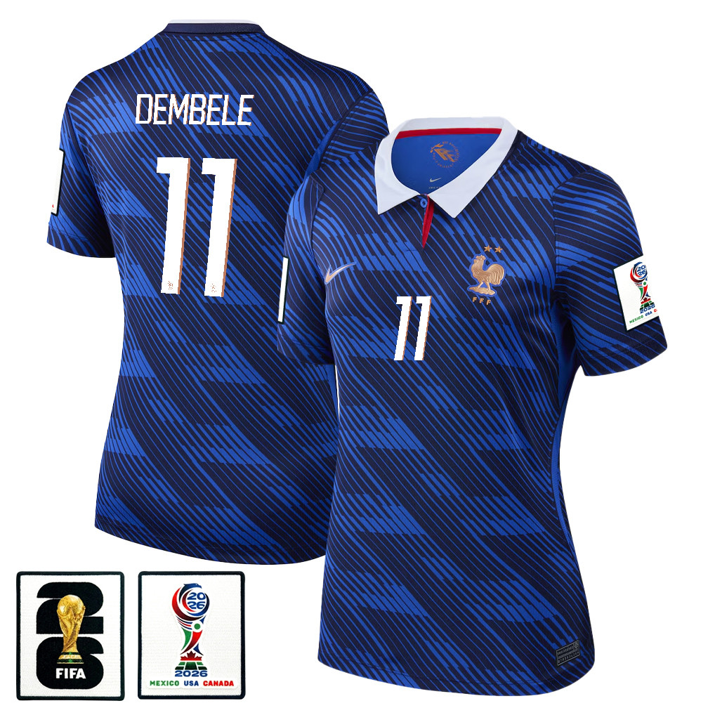 Ousmane Dembélé 11 Women’s France National Team 2026 Home Jersey – Blue – Jersey Teams