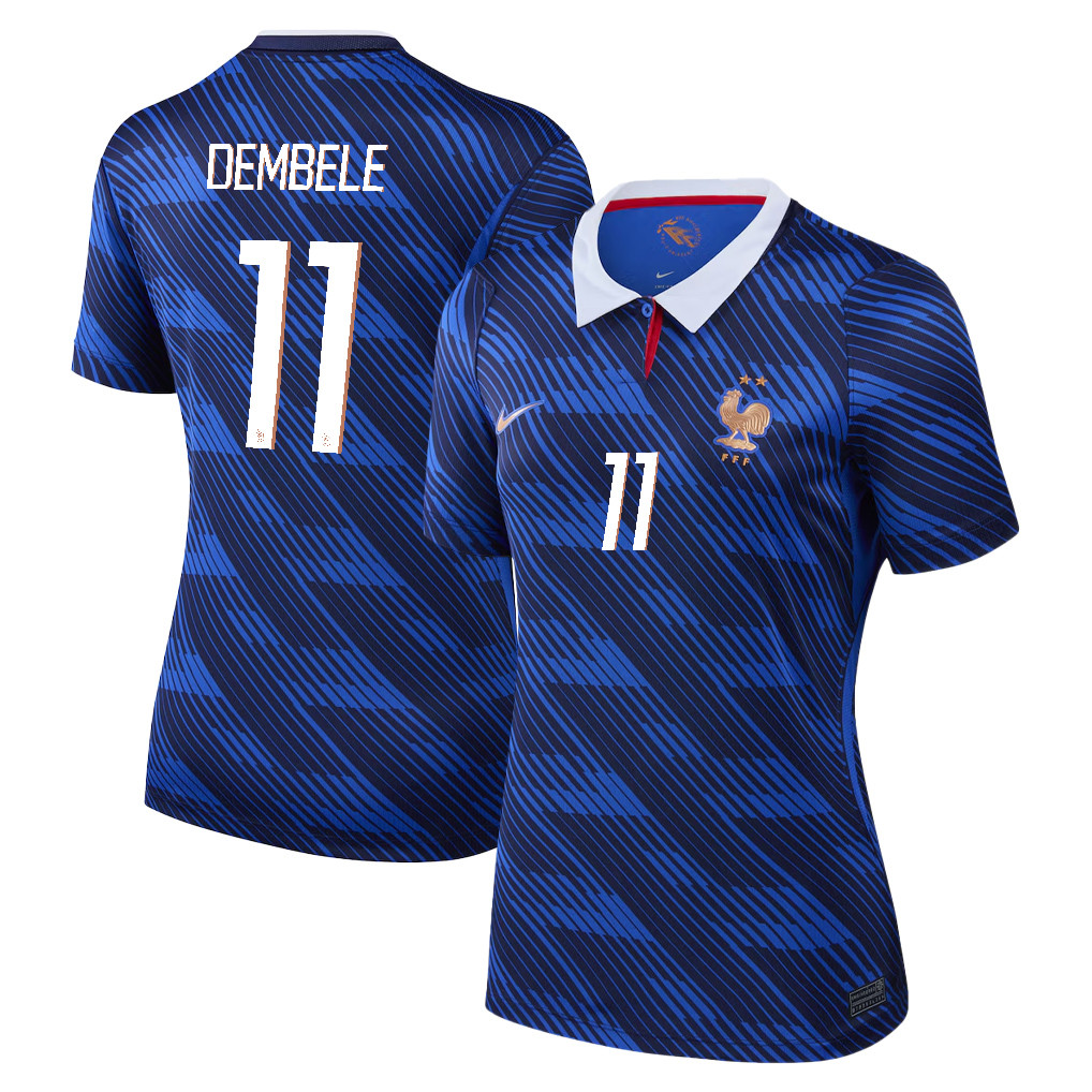 Ousmane Dembélé 11 Women's France National Team 2026 Home Jersey - Blue - Jersey Teams