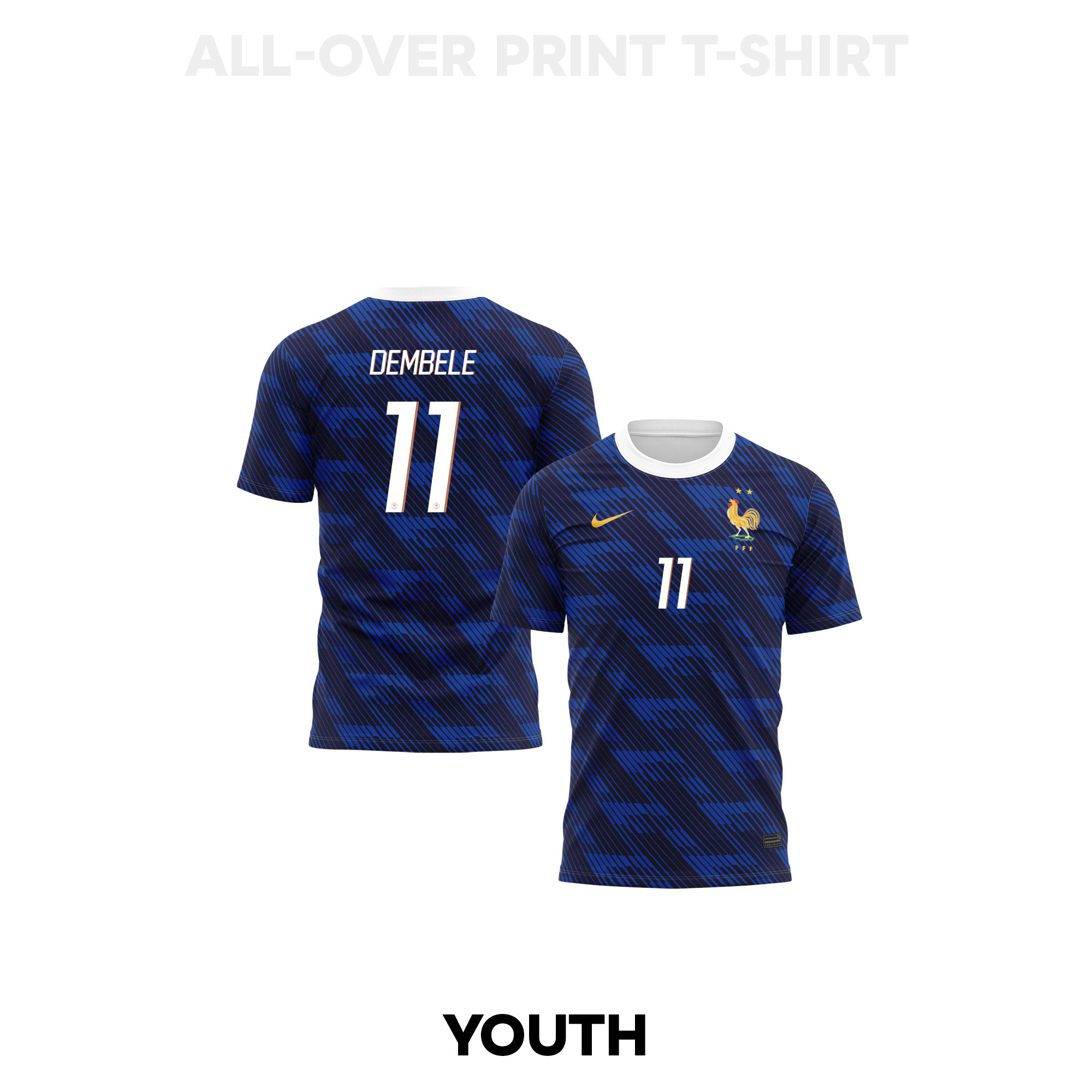 Ousmane Dembélé 11 Youth France 2026 Home 3D T-shirt Fully Printed – Blue - Jersey Teams