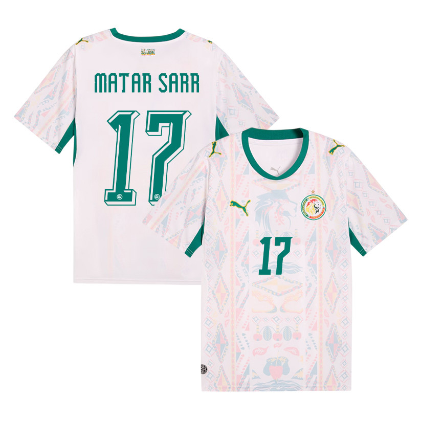 Pape Matar Sarr 17 Senegal National Team 2026 Home Jersey - Men, White - Jersey Teams
