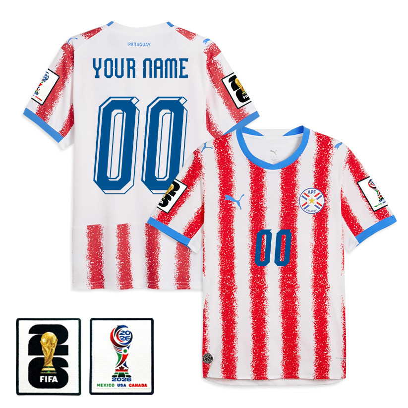 Paraguay National Team 2026 Personalized Home Jersey - White/Red, Men - Jersey Teams