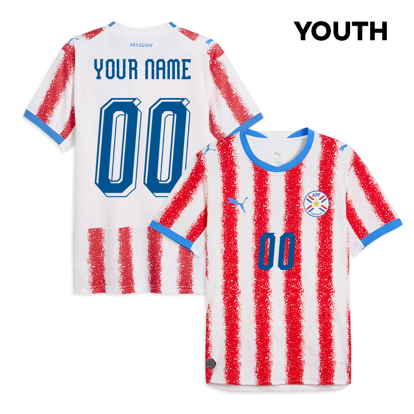 Paraguay National Team 2026 Youth Home Jersey - Personalized - White/Red - Jersey Teams