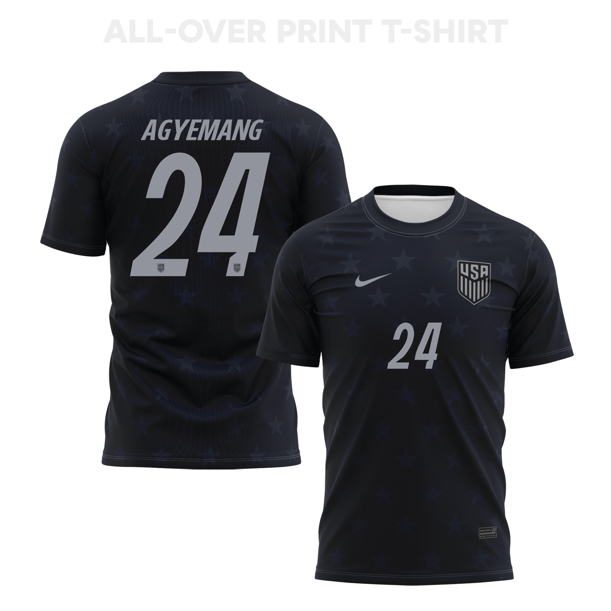 Patrick Agyemang 24 USMNT 2026 Away 3D T-Shirt Fully Printed – Unisex, Black - Jersey Teams