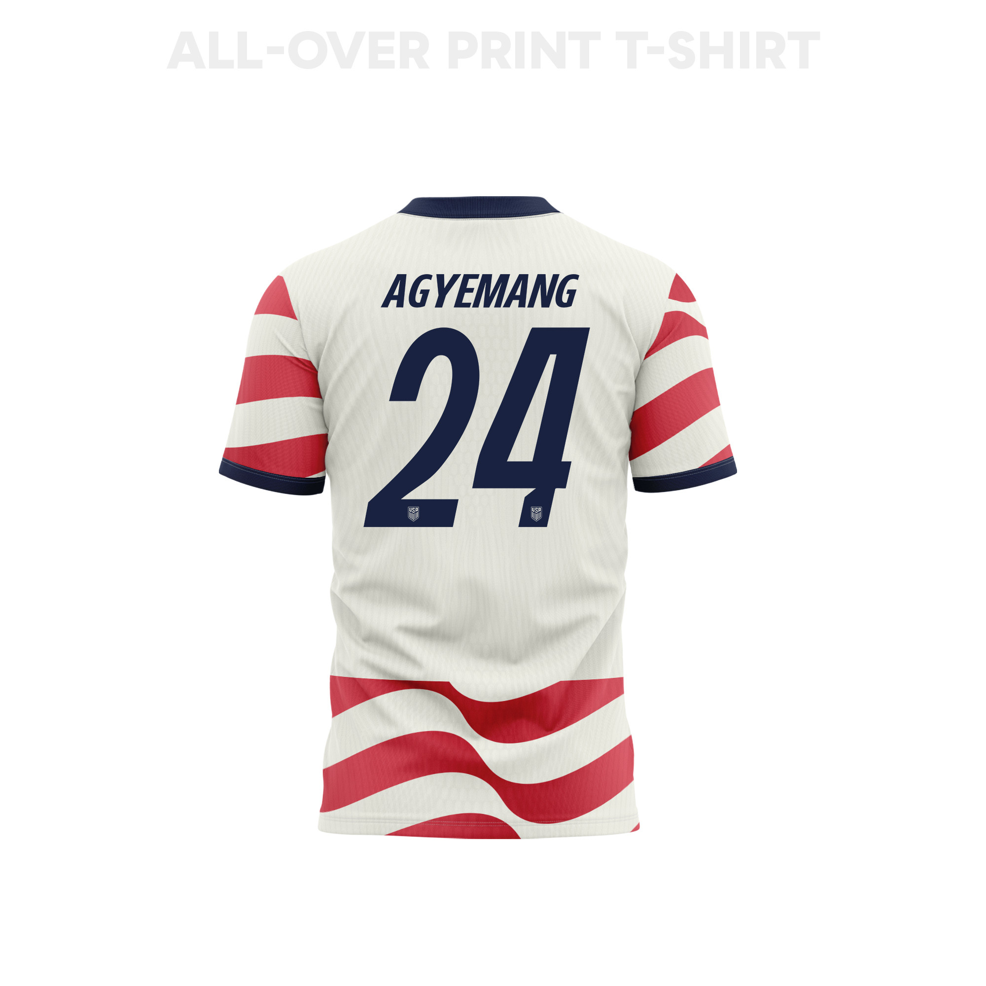 Patrick Agyemang 24 USMNT 2026 Home 3D T-Shirt Fully Printed – Unisex, White/Red - Jersey Teams