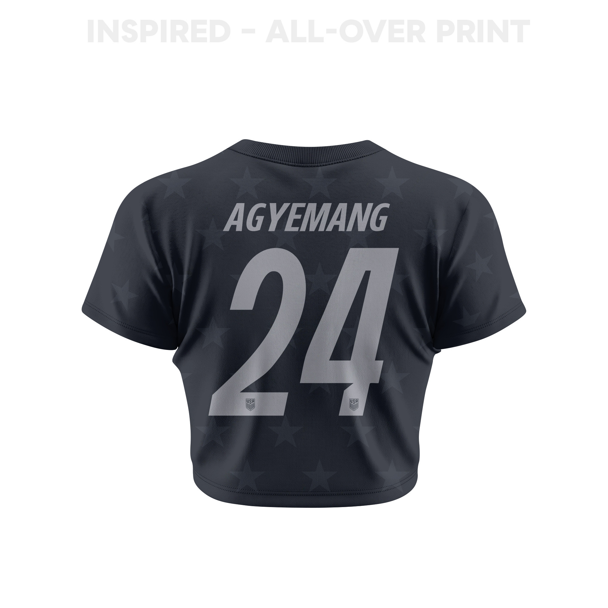 Patrick Agyemang 24 USMNT 2026 Women's Away All-Over Print Cropped Jersey - Black - Jersey Teams