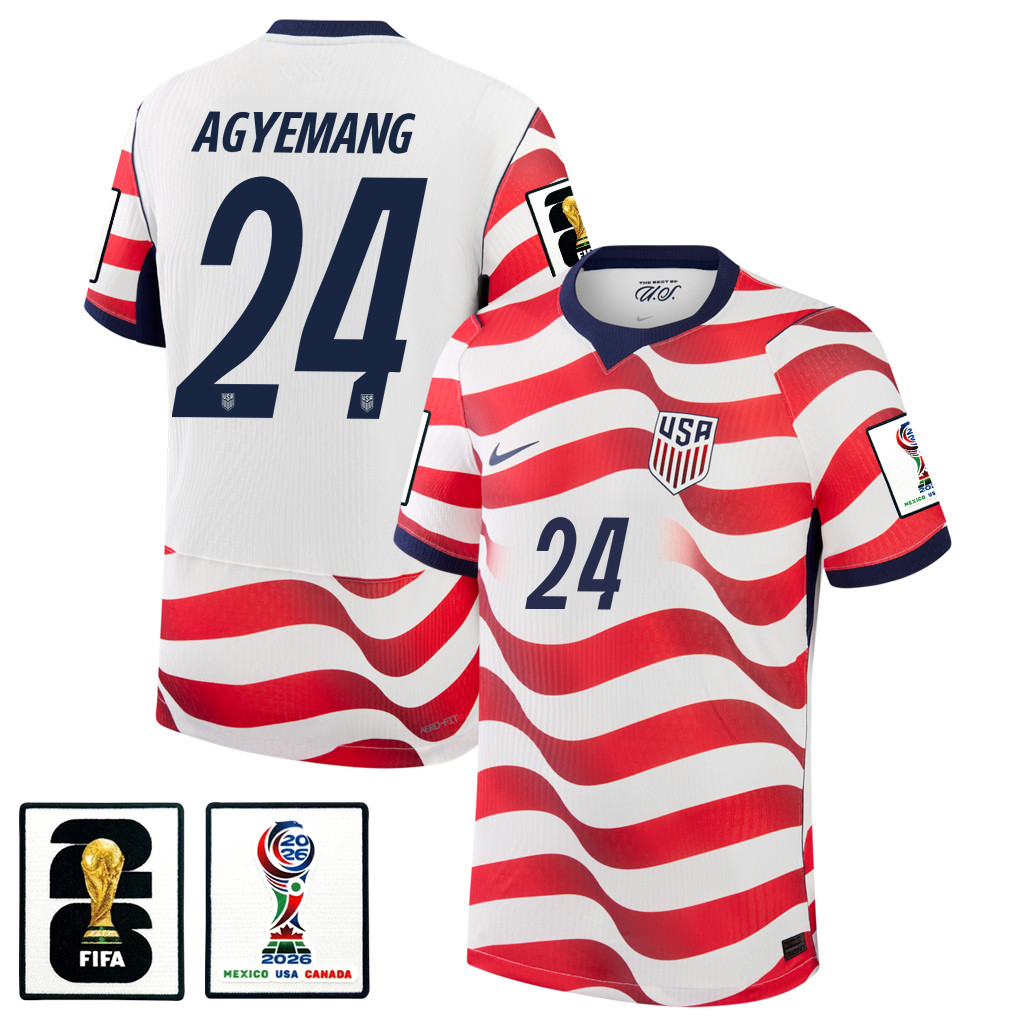 Patrick Agyemang 24 USMNT 2026 x World Cup Patch Home Match Jersey - White, Men - Jersey Teams