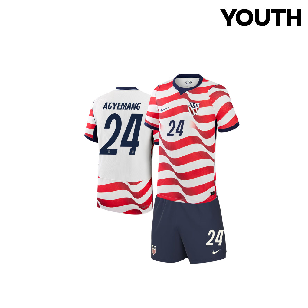 Patrick Agyemang 24 USMNT 2026 YOUTH Home Jersey & Shorts Set - Jersey Teams