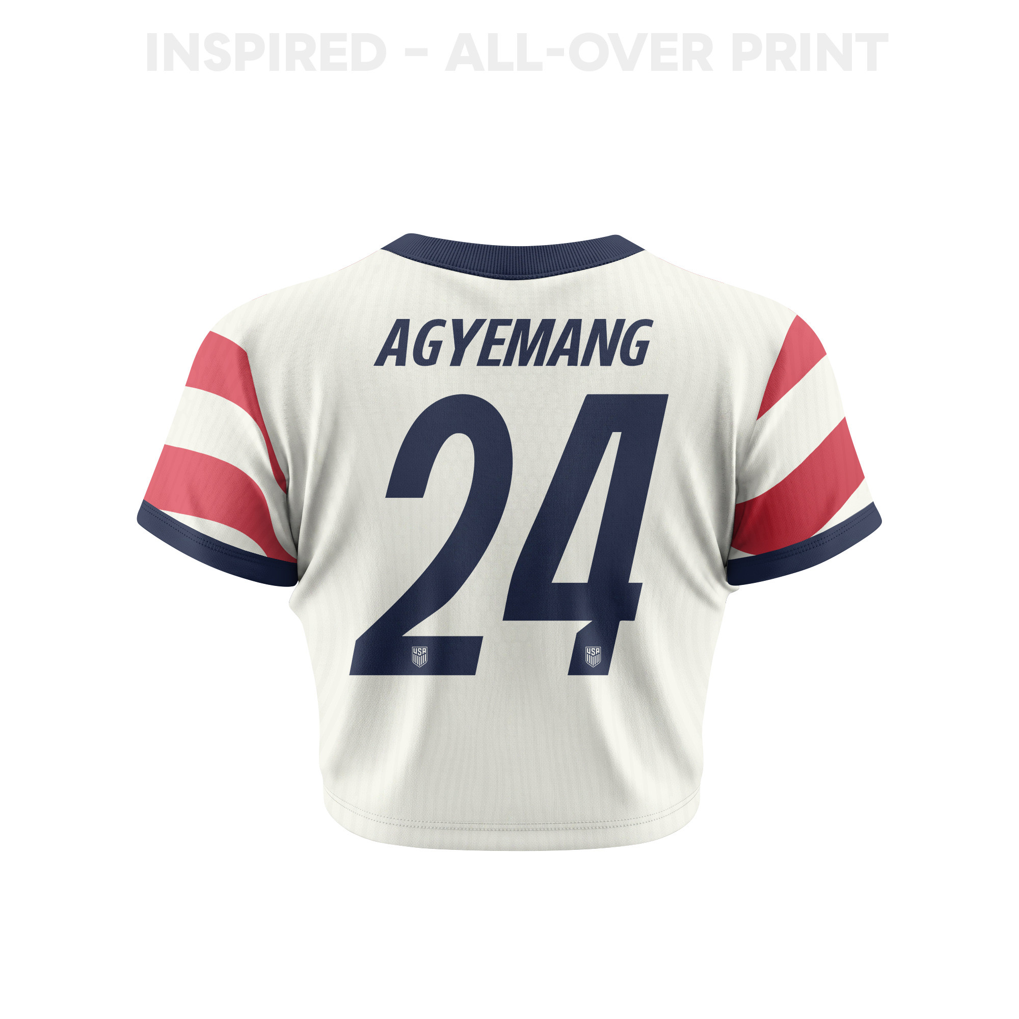 Patrick Agyemang 24 Women's USMNT 2026 Home All-Over Print Cropped Jersey - Jersey Teams
