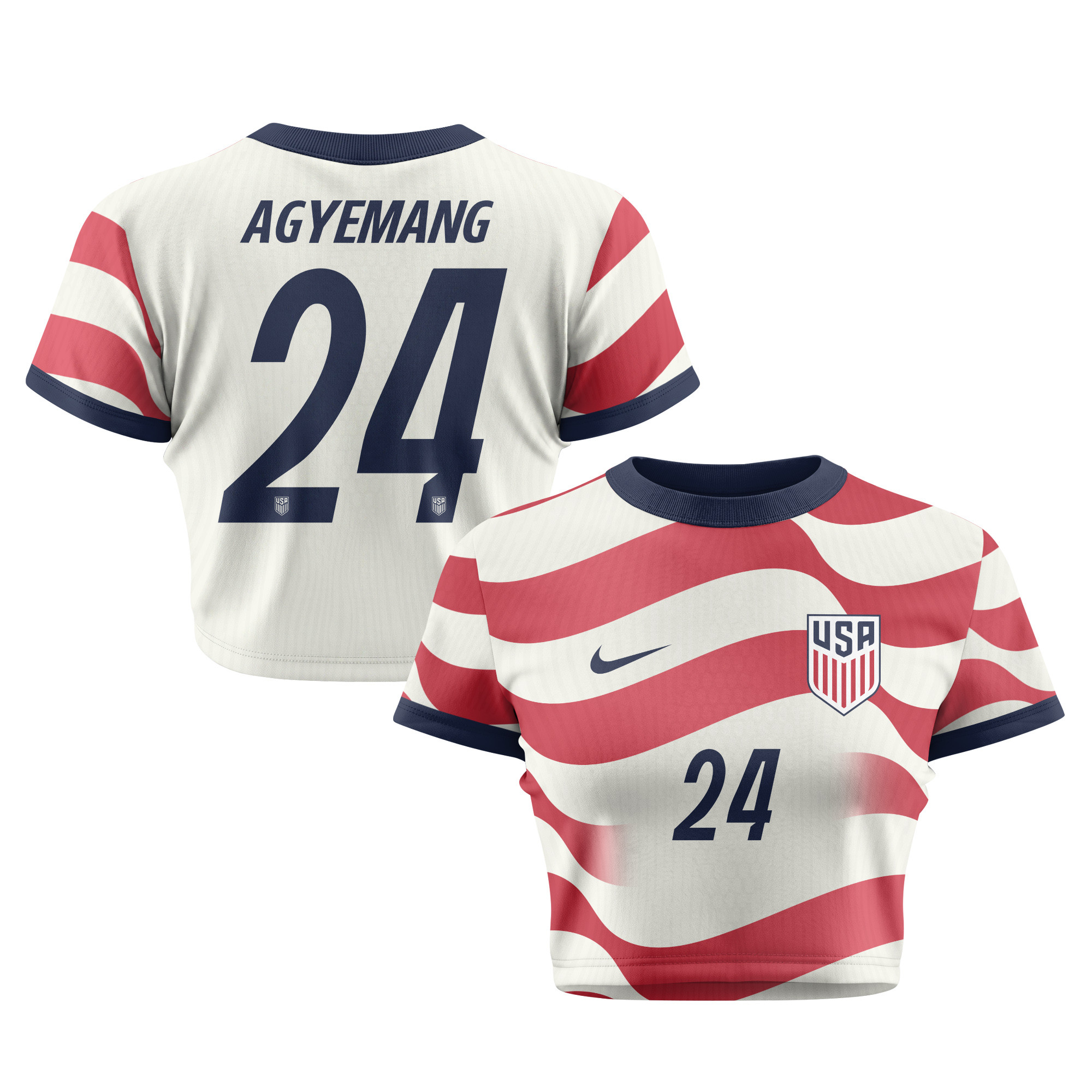 Patrick Agyemang 24 Women's USMNT 2026 Home All-Over Print Cropped Jersey - Jersey Teams
