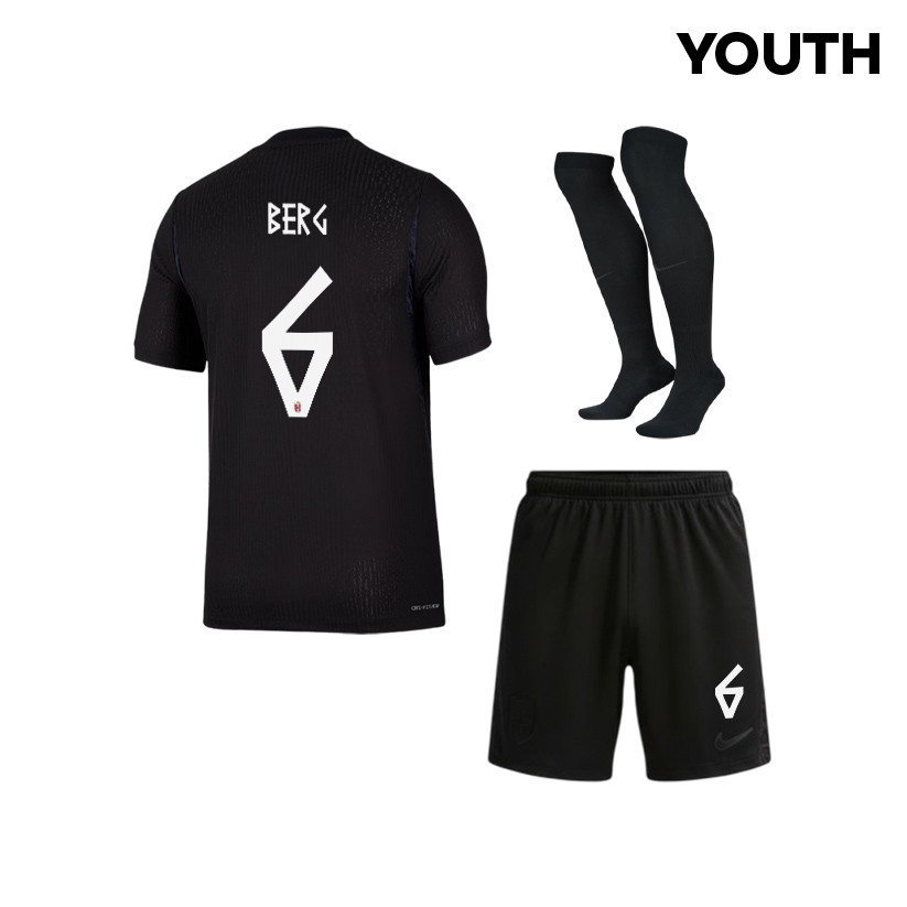 Patrick Berg 6 Norway 2026 YOUTH Away Kit Set – Black - Jersey Teams