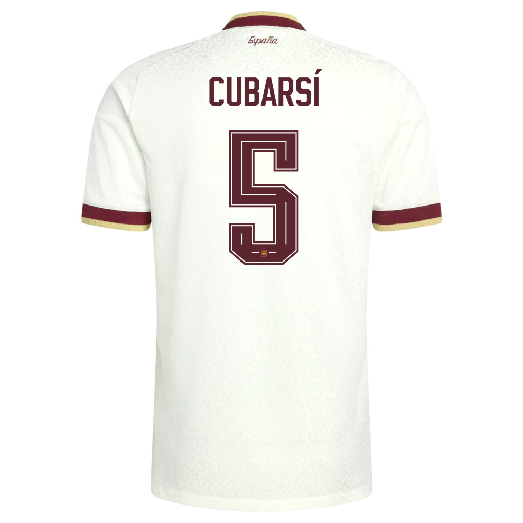 Pau Cubarsí 5 Spain National Team 2026 x World Cup Patch Away Jersey - White, Men - Jersey Teams