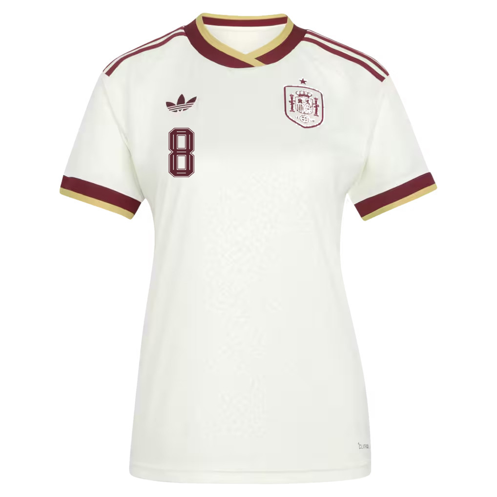 Pedri 8 Women's Spain National Team 2026 Away Jersey - White - Jersey Teams
