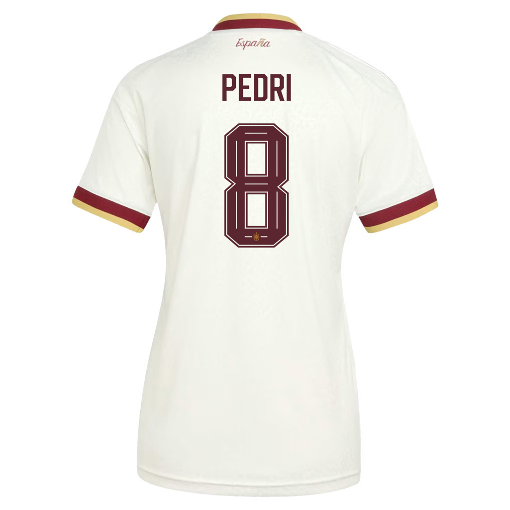 Pedri 8 Women's Spain National Team 2026 Away Jersey - White - Jersey Teams
