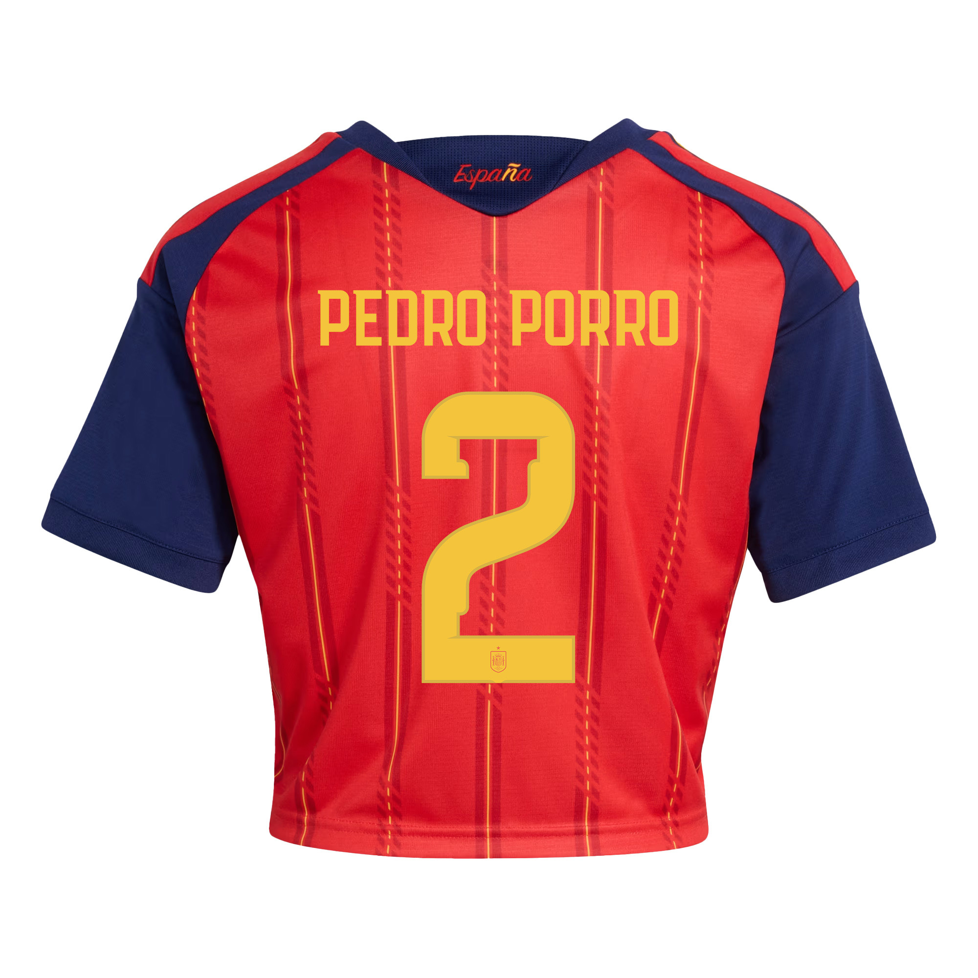 Pedro Porro 2 Spain 2026 Home Women’s Cropped Jersey - Red - Jersey Teams