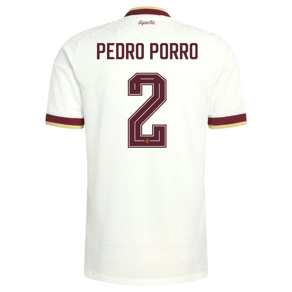 Pedro Porro 2 Spain National Team 2026 x World Cup Patch Away Jersey - White, Men - Jersey Teams