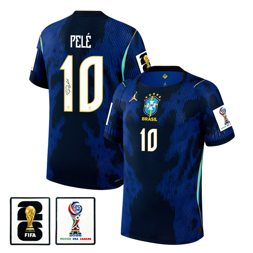 Pelé 10 Legend Signature Brazil National Team 2026 Away Jersey – Blue, Men – Jersey Teams
