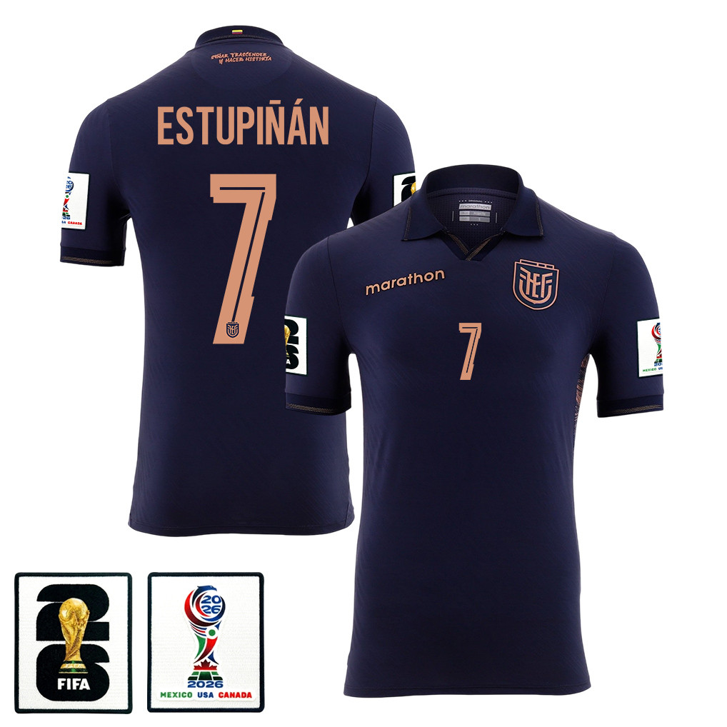 Pervis Estupiñán 7 Ecuador National Team 2026 Away Jersey - Navy, Men - Jersey Teams