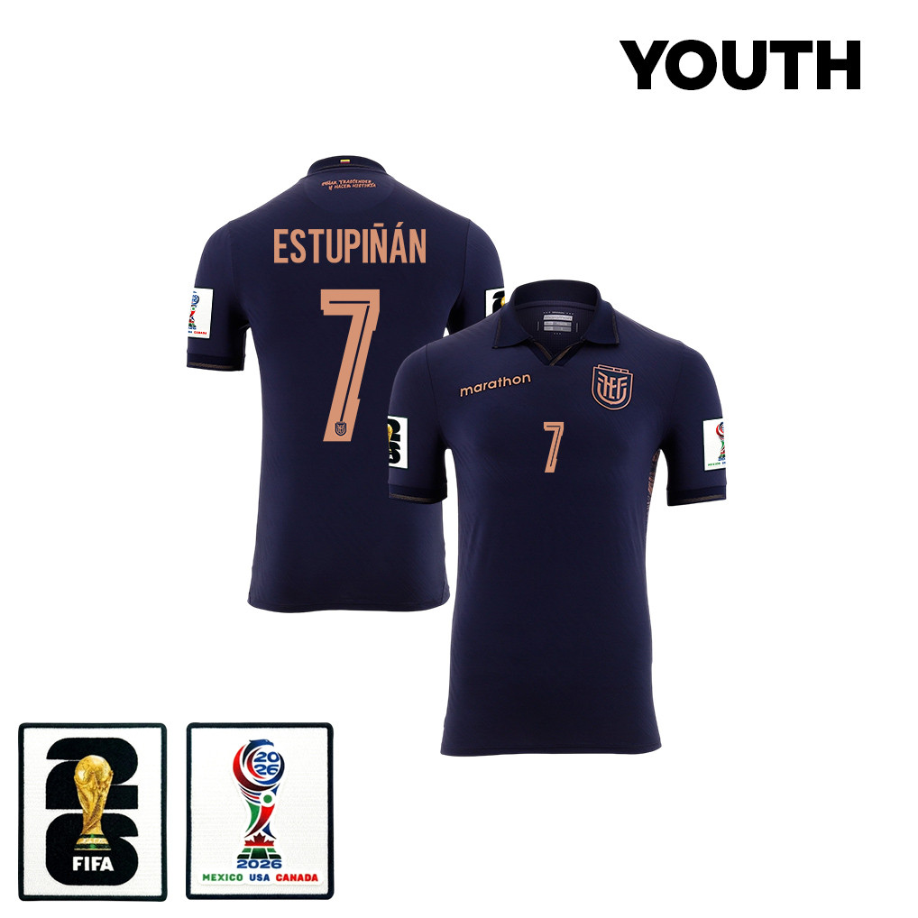 Pervis Estupiñán 7 Youth Ecuador National Team 2026 Away Jersey - Navy - Jersey Teams