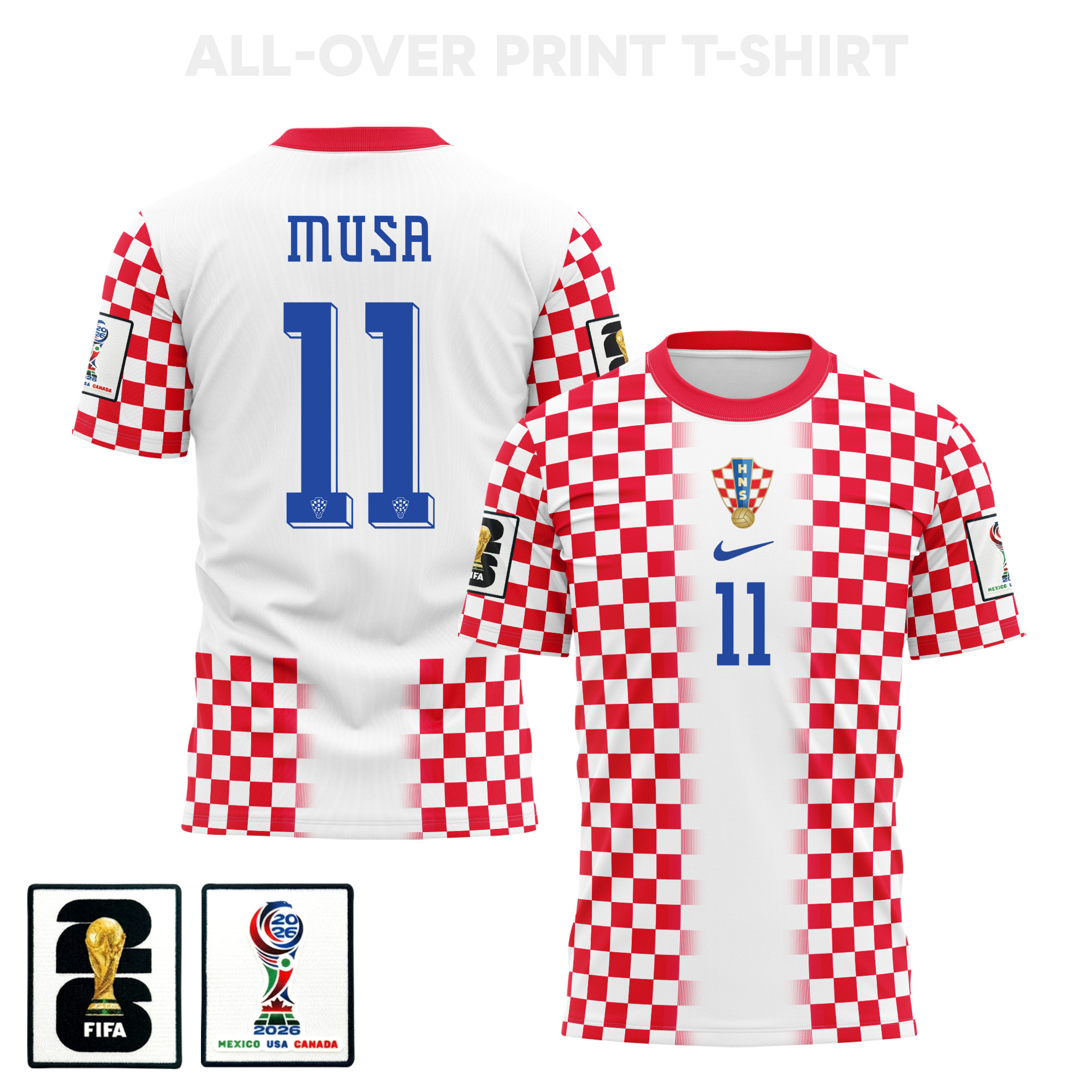 Petar Musa 11 Croatia 2026 Home 3D T-Shirt Fully Printed – Unisex, White – Jersey Teams