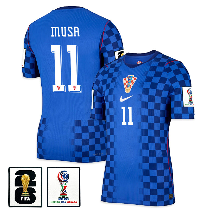 Petar Musa 11 Croatia National Team 2026 x World Cup Patch Away Jersey - Blue, Men - Jersey Teams
