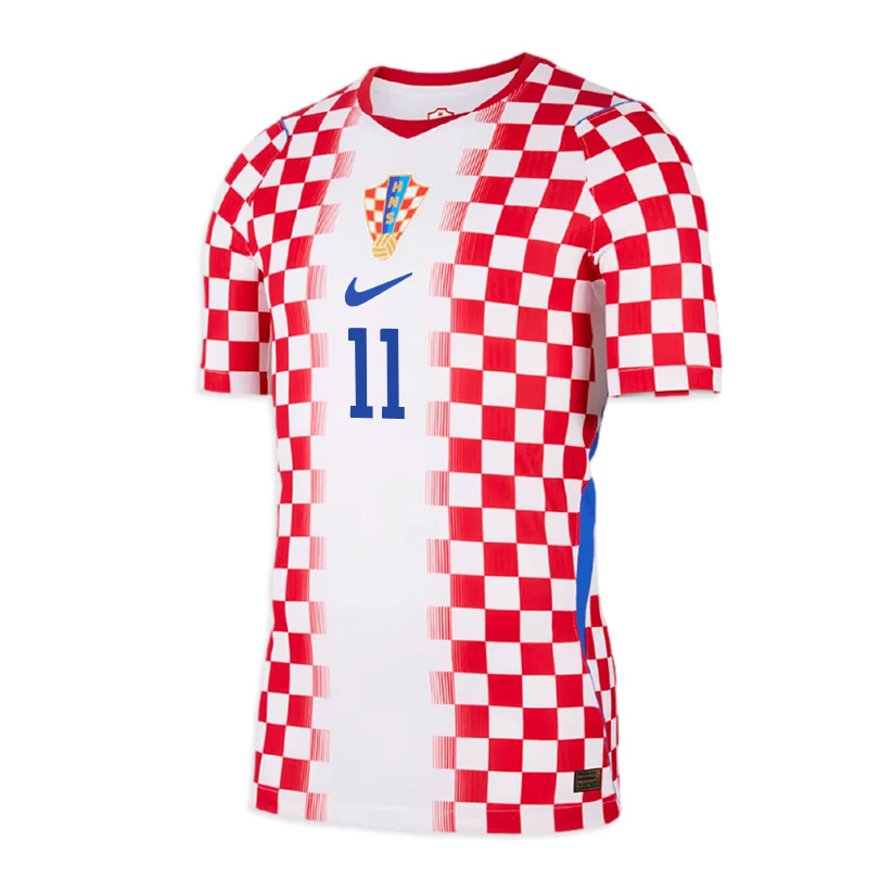 Petar Musa 11 Croatia National Team 2026 x World Cup Patch Home Jersey - Men, White/ Red - Jersey Teams
