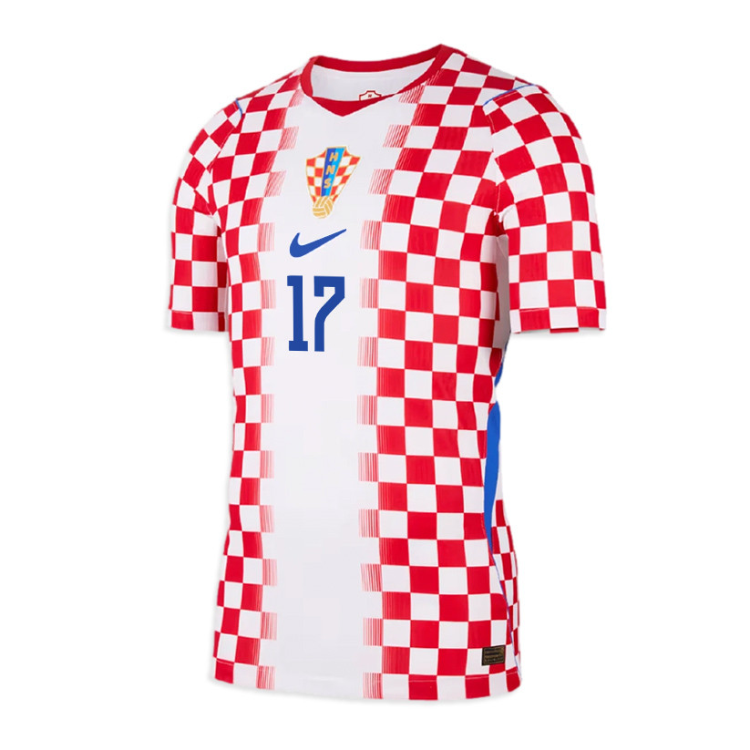 Petar Sučić 17 Croatia National Team 2026 Home Jersey - Men, White/ Red - Jersey Teams