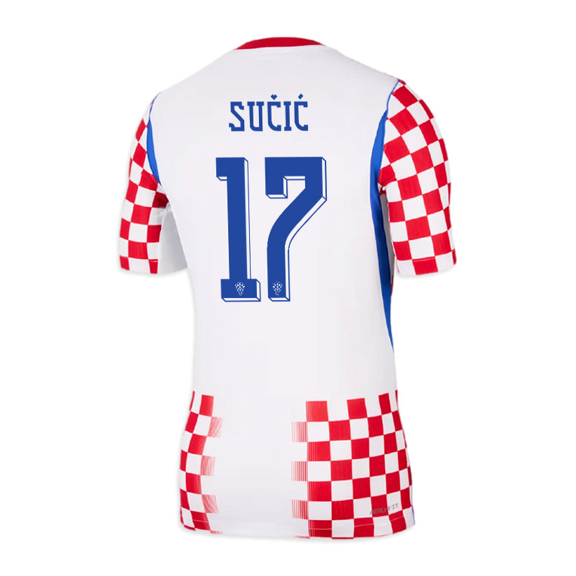 Petar Sučić 17 Croatia National Team 2026 Home Jersey - Men, White/ Red - Jersey Teams