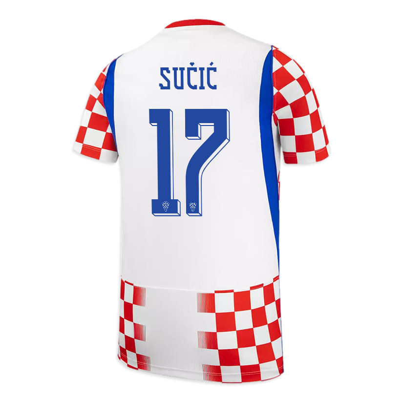 Petar Sučić 17 Youth Croatia National Team 2026 Home Jersey - White/ Red - Jersey Teams
