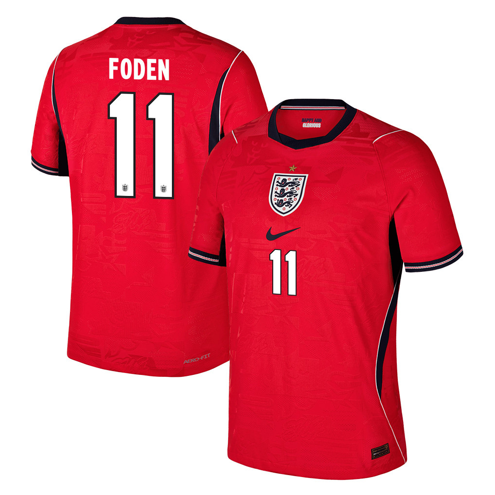 Phil Foden 11 England National Team 2026 Away Jersey - Red, Men - Jersey Teams