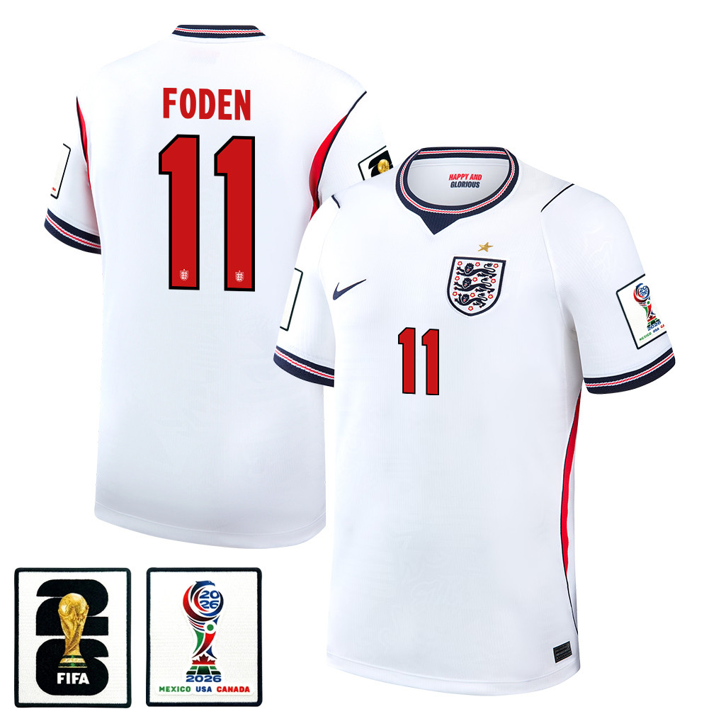 Phil Foden 11 England National Team 2026 x World Cup Patch Home Jersey - White, Men - Jersey Teams