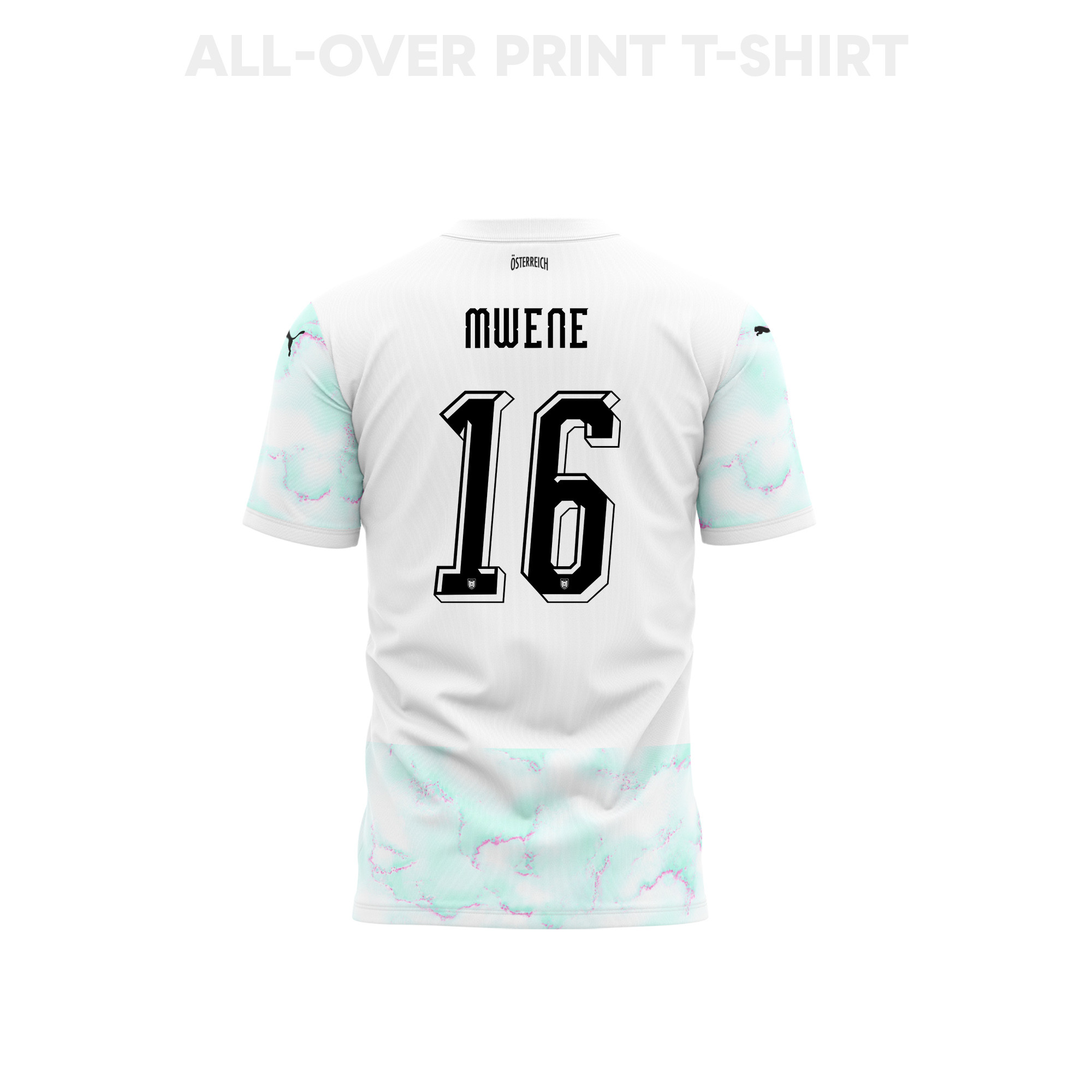 Phillipp Mwene 16 Austria 2026 Away 3D T-Shirt Fully Printed – Unisex, White - Jersey Teams