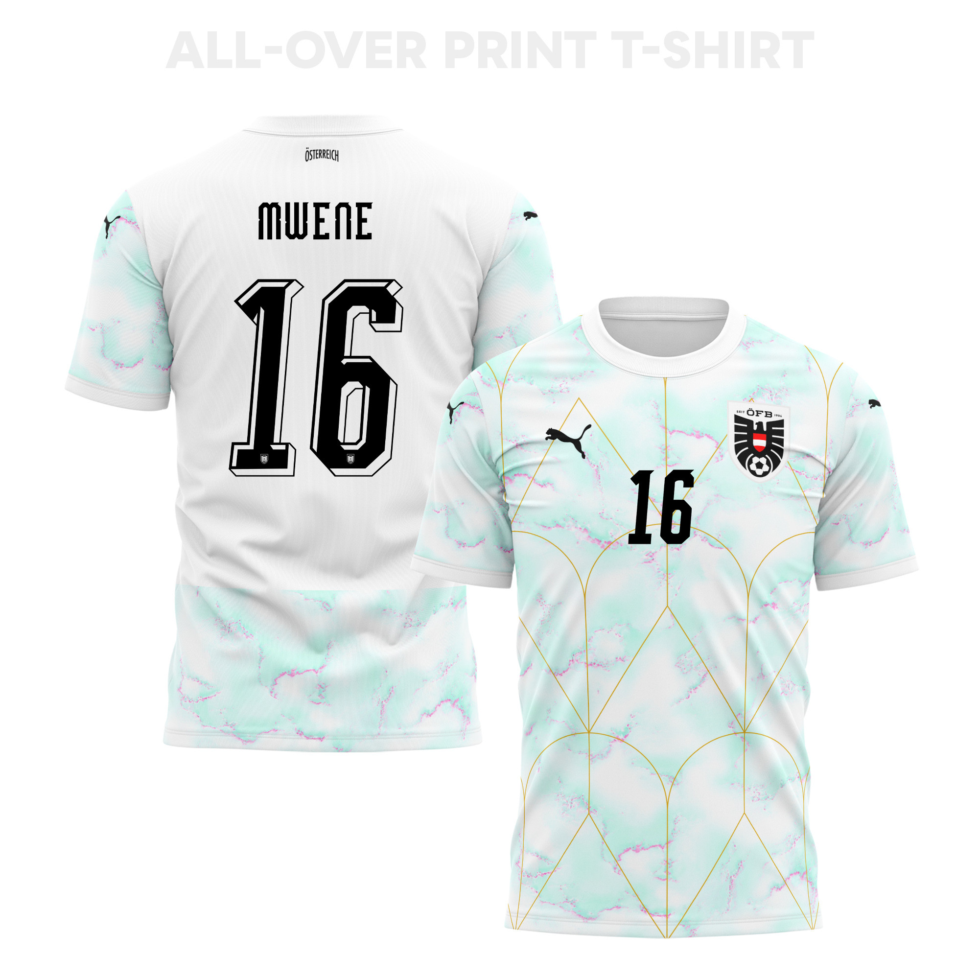 Phillipp Mwene 16 Austria 2026 Away 3D T-Shirt Fully Printed – Unisex, White - Jersey Teams