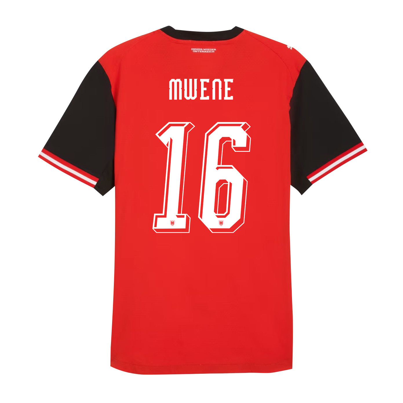 Phillipp Mwene 16 Austria National Team 2026 Home Jersey - Red, Men - Jersey Teams