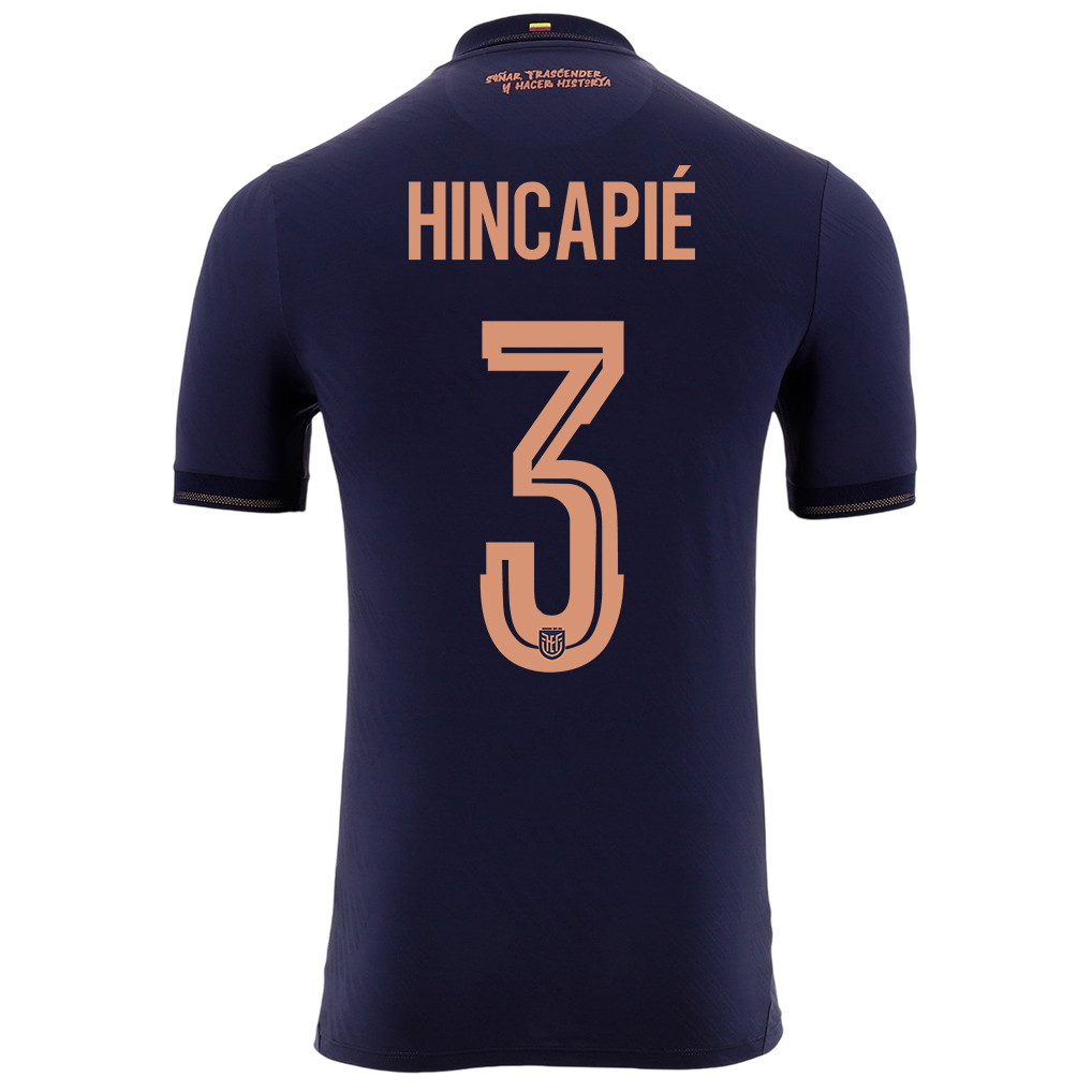 Piero HincapiƩ 3 Ecuador National Team 2026 Away Jersey - Navy, Men - Jersey Teams