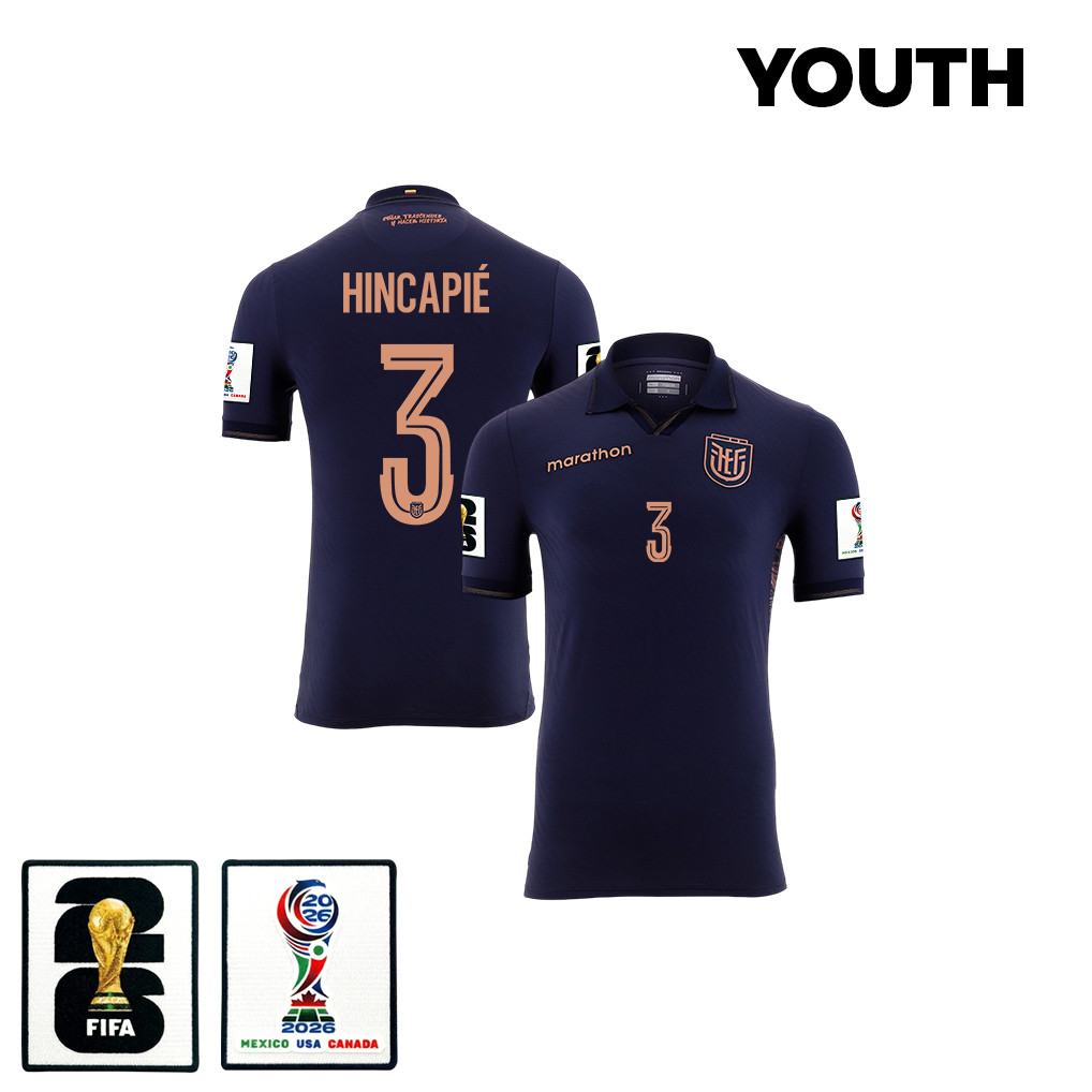 Piero Hincapié 3 Youth Ecuador National Team 2026 Away Jersey - Navy - Jersey Teams