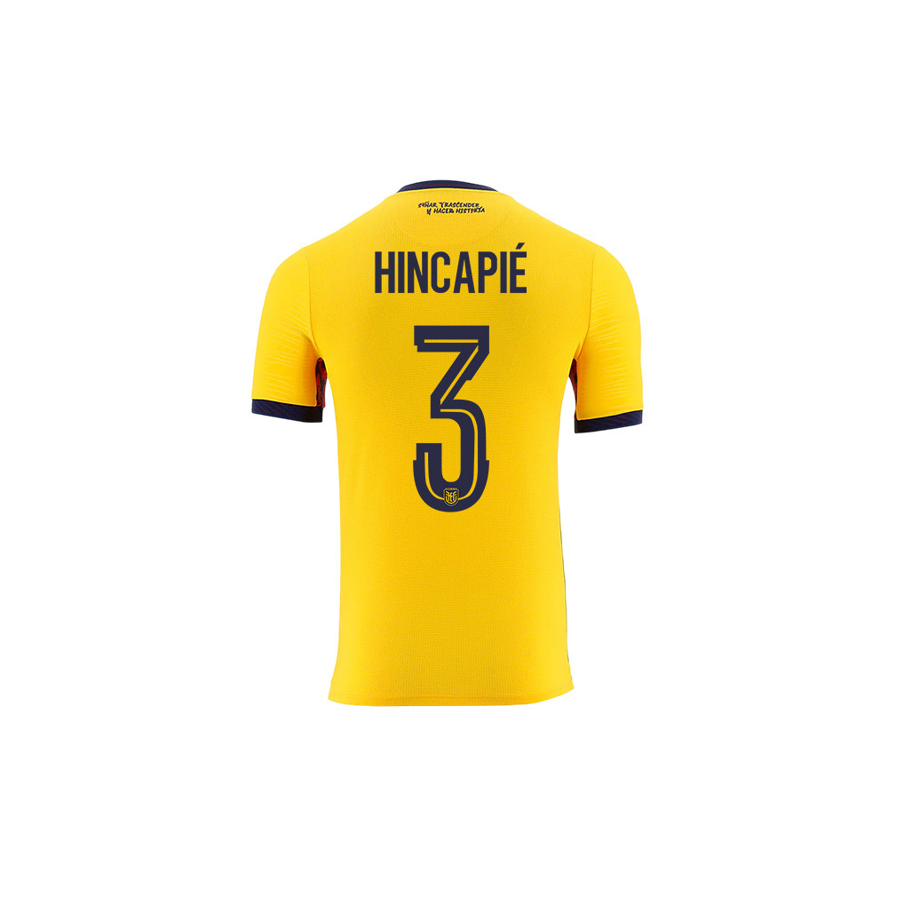 Piero HincapiƩ 3 Youth Ecuador National Team 2026 Home Jersey - Yellow - Jersey Teams