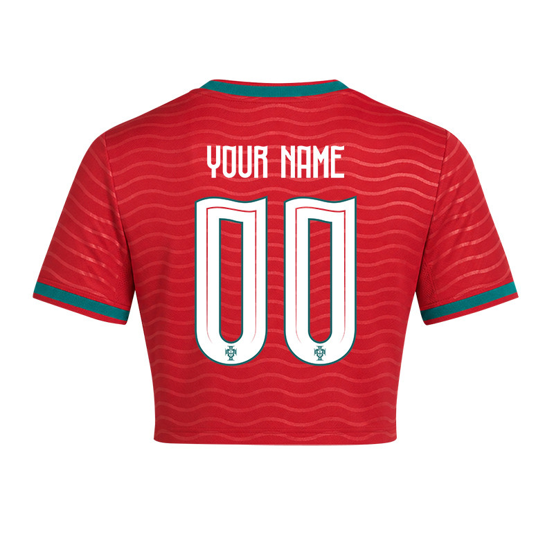 Portugal 2026 Home Personalized Women’s Cropped Jersey - Red - Jersey Teams