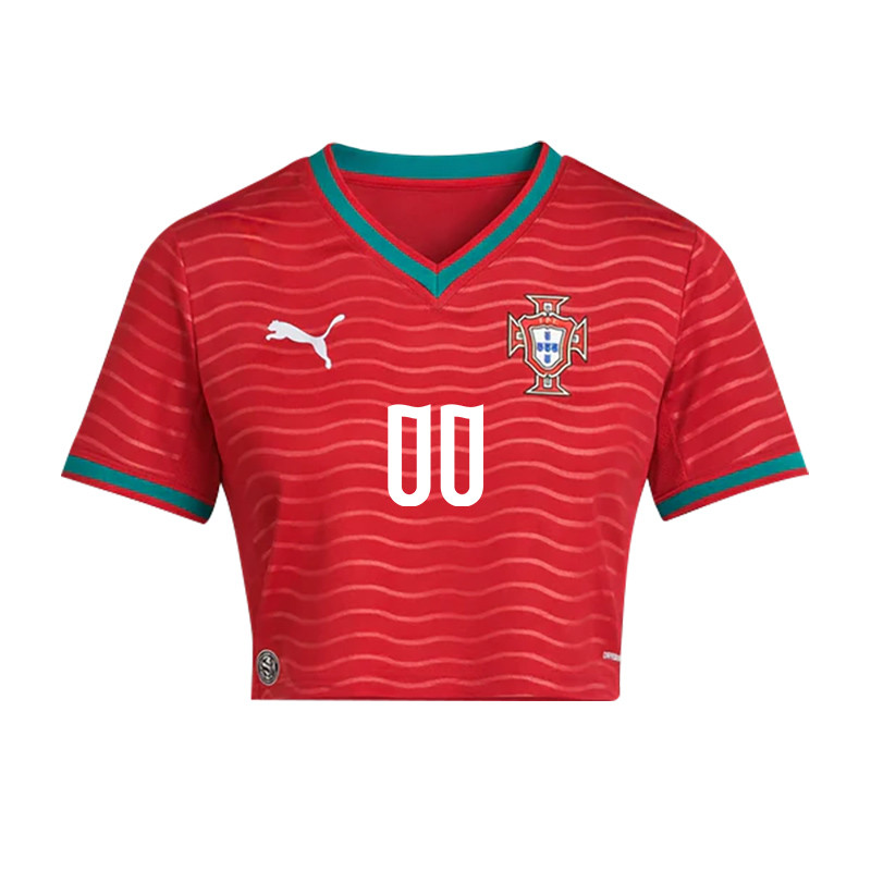 Portugal 2026 Home Personalized Women’s Cropped Jersey - Red - Jersey Teams