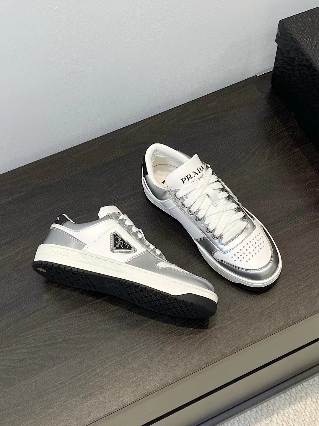 Prada Downtown Metallic Silver