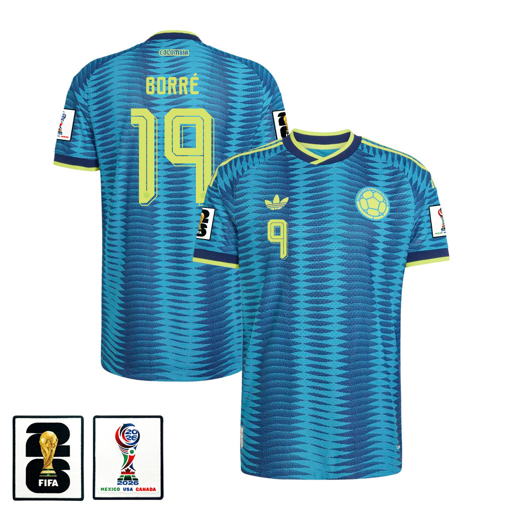 Rafael Borré 19 Colombia National Team 2026 x World Cup Patch Away Jersey - Turquoise, Men - Jersey Teams