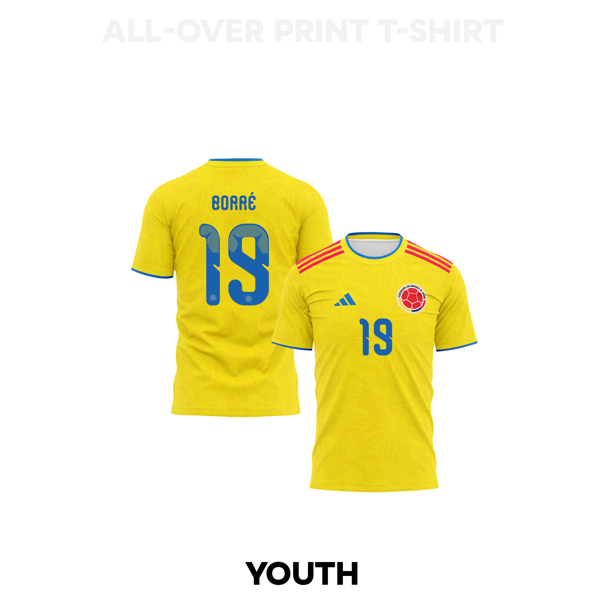 Rafael Borré 19 Youth Colombia 2026 Home 3D T-shirt Fully Printed – Yellow - Jersey Teams