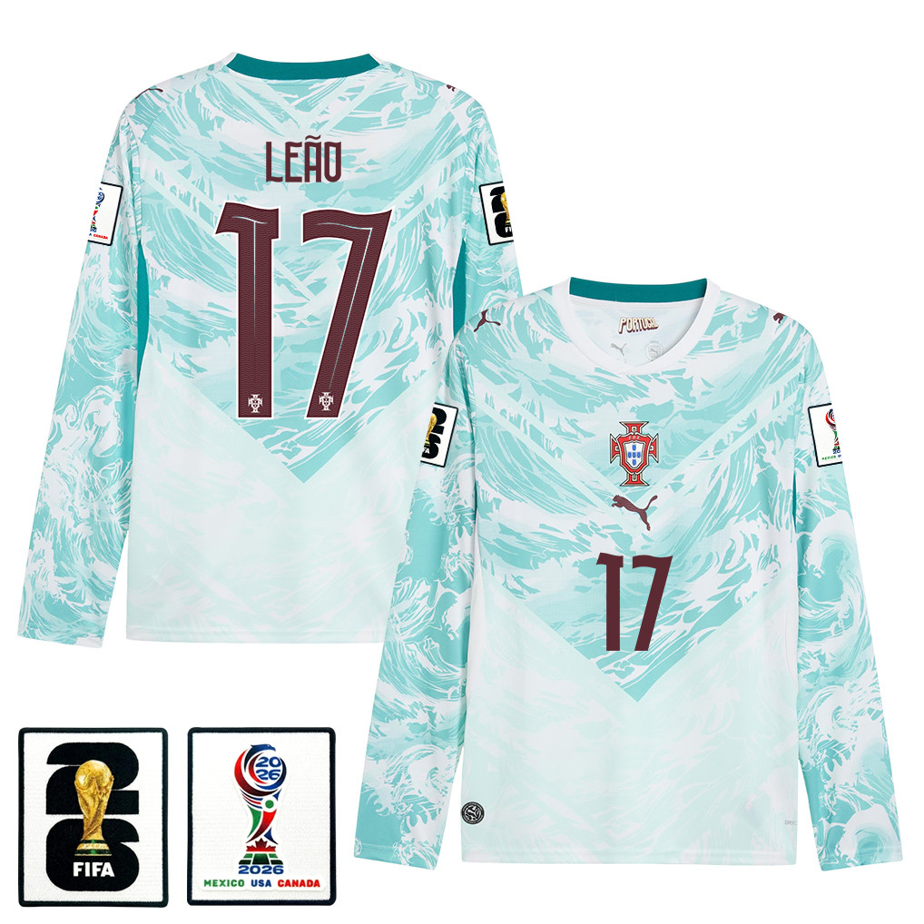 Rafael Leão 17 Portugal National Team 2026 Away Long Sleeve Jersey – White – Jersey Teams