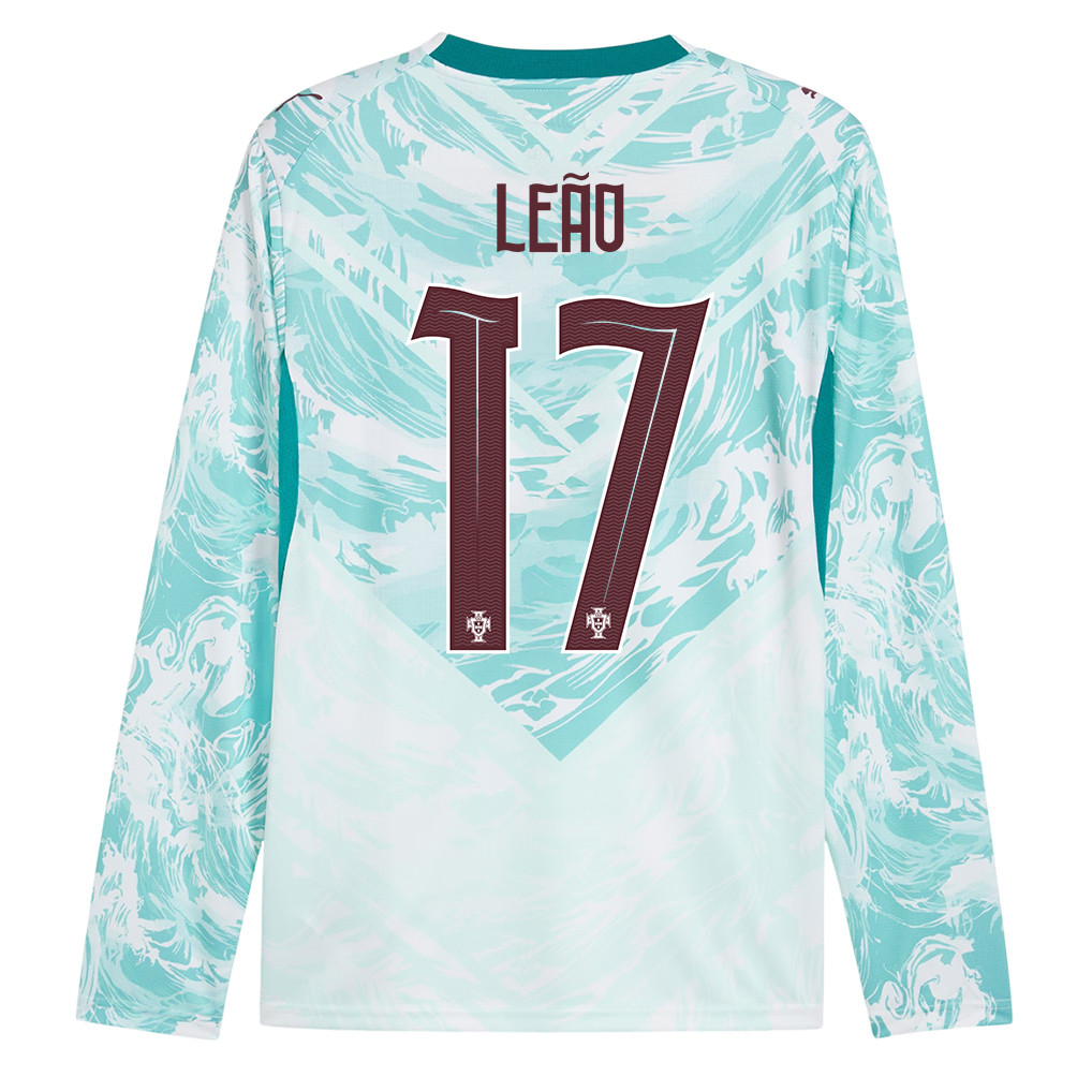 Rafael Leão 17 Portugal National Team 2026 Away Long Sleeve Jersey - White - Jersey Teams