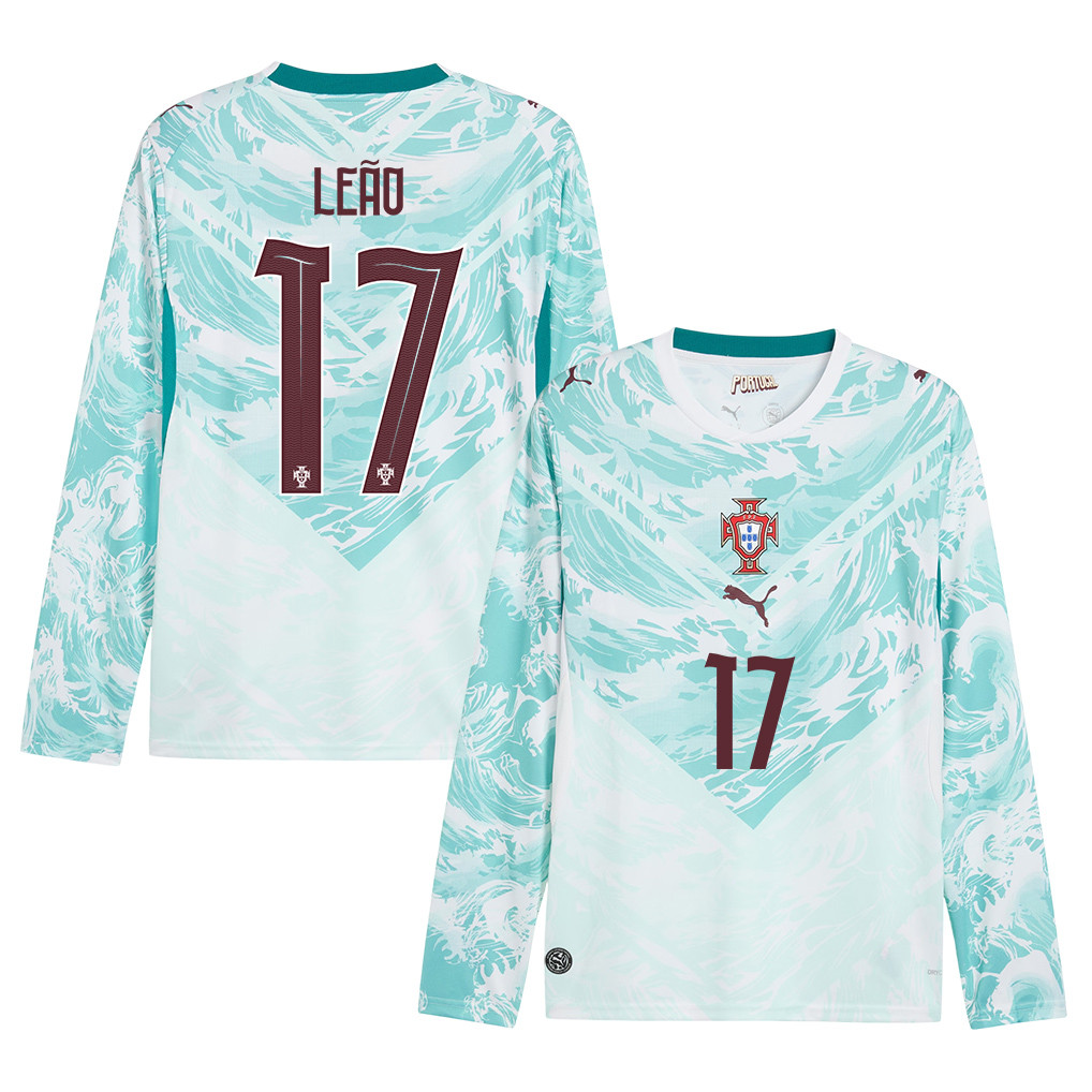 Rafael Leão 17 Portugal National Team 2026 Away Long Sleeve Jersey - White - Jersey Teams