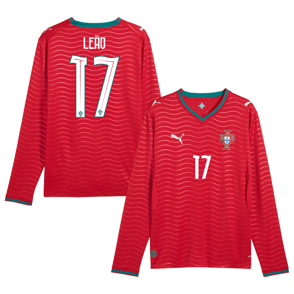 Rafael Leão 17 Portugal National Team 2026 Home Long Sleeve Jersey - Red - Jersey Teams
