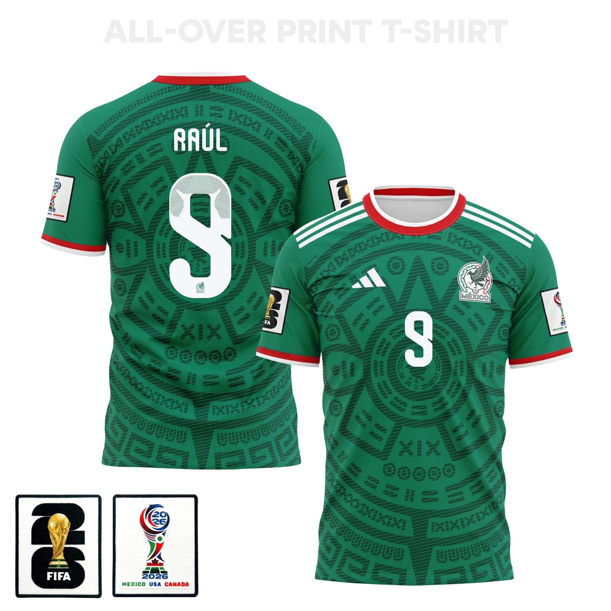 Raúl Jiménez 9 Mexico 2026 Home 3D T-Shirt Fully Printed – Unisex, Green – Jersey Teams