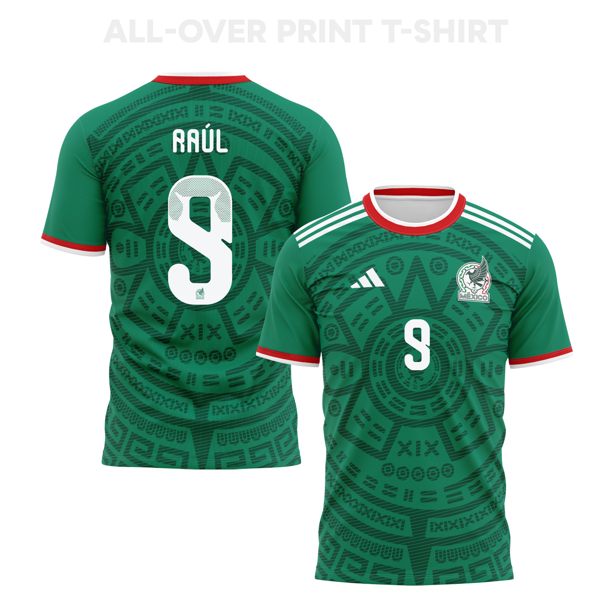 Raúl Jiménez 9 Mexico 2026 Home 3D T-Shirt Fully Printed – Unisex, Green - Jersey Teams