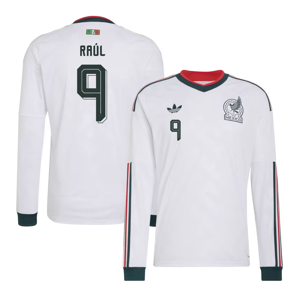 Raúl Jiménez 9 Mexico National Team 2026 Away Long Sleeve Jersey - White - Jersey Teams