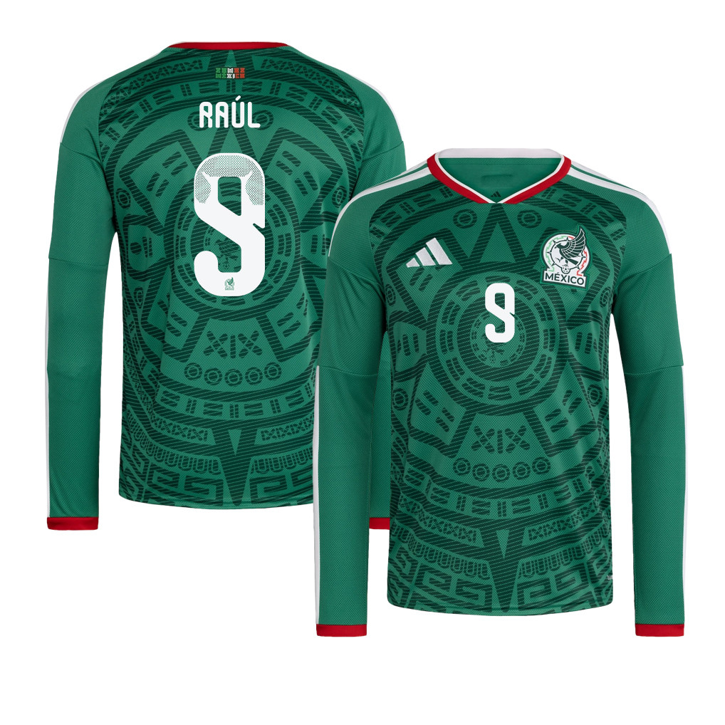 Raúl Jiménez 9 Mexico National Team 2026 Home Long Sleeve Jersey - Green - Jersey Teams